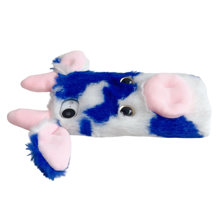 A-One Brand - iPhone 16e Mobilskal Fluffy Cute Cow Plush TPU - Rosa