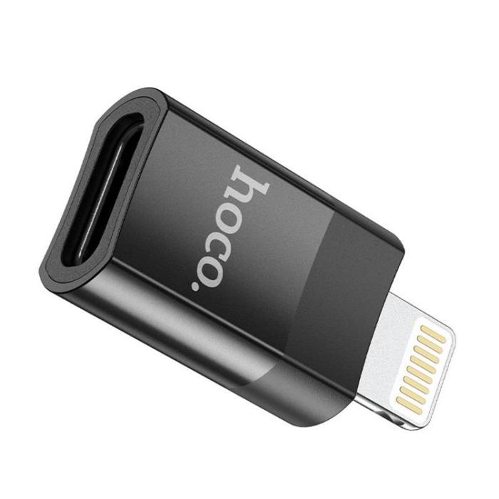 Hoco - Hoco UA17 Adapter USB-C to Lightning - Svart