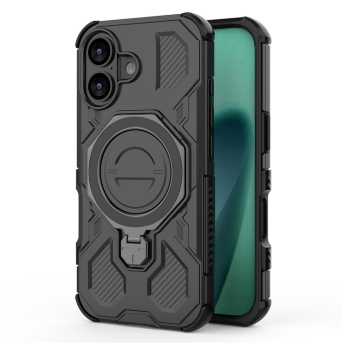A-One Brand - iPhone 17 Mobilskal Rotating Kickstand - Svart