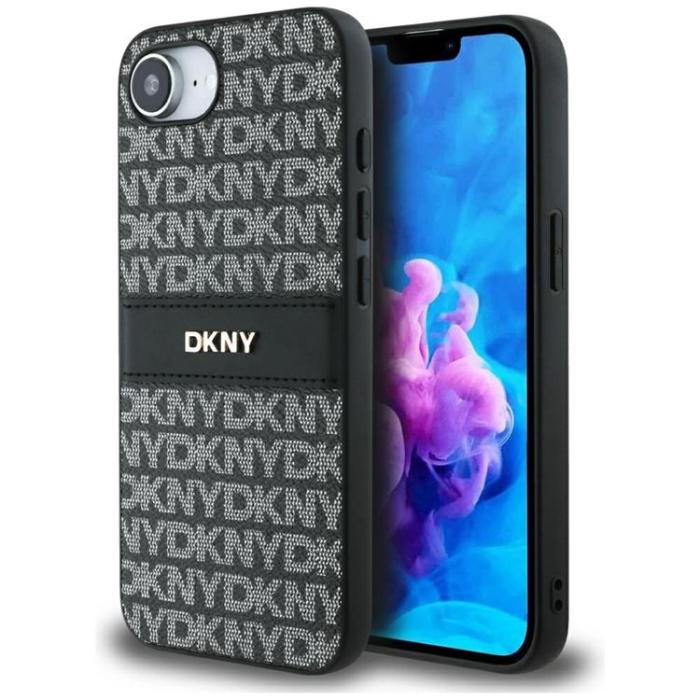 DKNY - DKNY iPhone 16e Mobilskal Repeat Texture Tonal Stripe - Svart