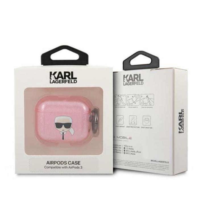KARL LAGERFELD - Karl Lagerfeld AirPods 3 Skal Glitter - Rosa