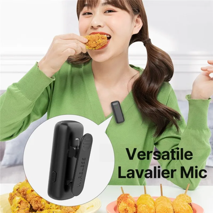 Lavalier - Lavalier Typ-C Trådlös 2 st Mini 2.4GHz 033A1 Mikrofoner - Svart
