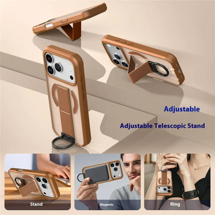 A-One Brand - iPhone 17 Pro Max Mobilskal Magsafe D-Ring Kickstand - Khaki