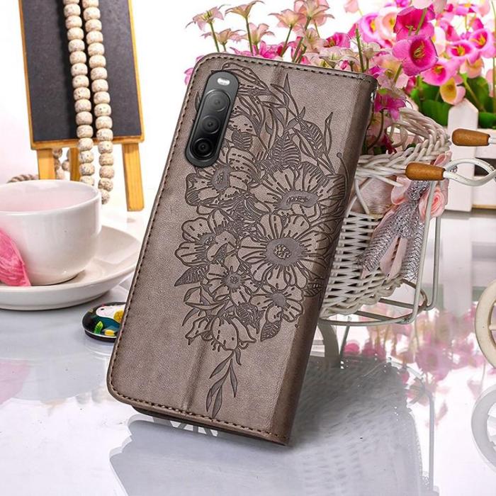 A-One Brand - Sony Xperia 10 IV Plånboksfodral Butterfly - Grå