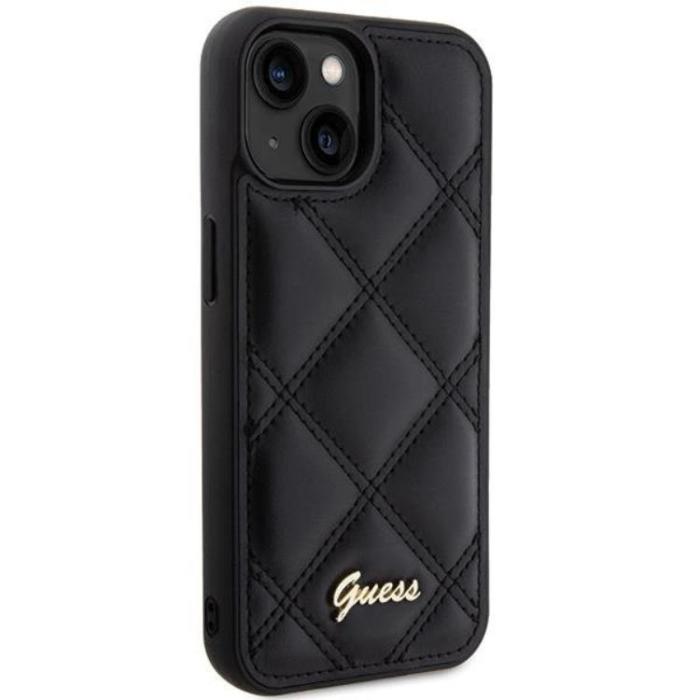 Guess - Guess iPhone 15 Mobilskal Quilted Metal Logo - Svart