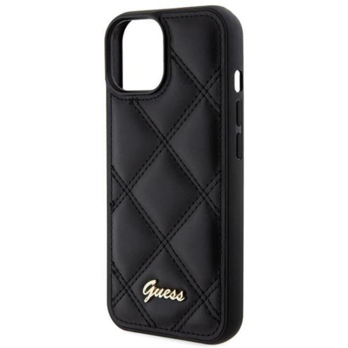 Guess - Guess iPhone 15 Mobilskal Quilted Metal Logo - Svart