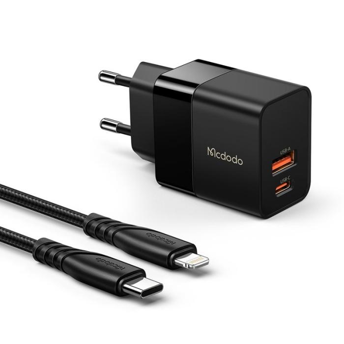 OEM - MCDODO MDD Hydrogen Series Snabbladdare 20W USB-A + Type-C - Svart