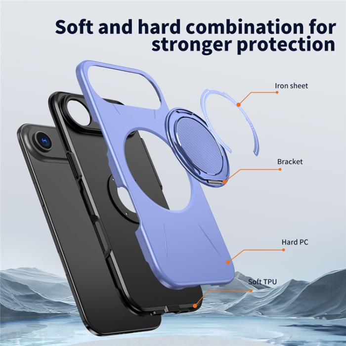 A-One Brand - iPhone Air Mobilskal MagSafe Rotating Kickstand - Lila