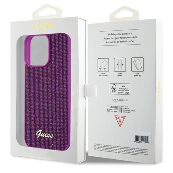 Guess - Guess iPhone 15 Pro Max Mobilskal Disco Metal Script - Rosa