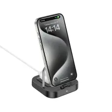 Hoco - Hoco 2in1 Tr&aring;dl&ouml;s Laddare 5W PD QC 3A 30W CQ16B - Svart