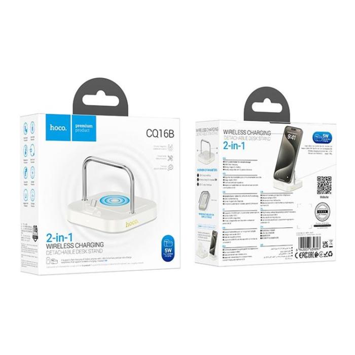 Hoco - Hoco 2in1 Trådlös Laddare 5W PD QC 3A 30W CQ16B - Vit