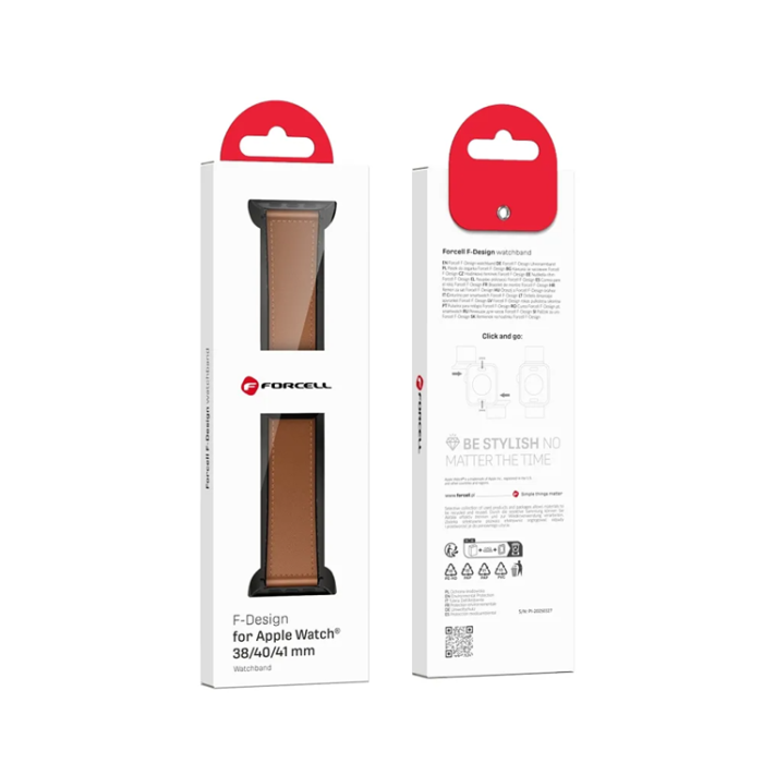Forcell - Forcell Apple Watch (38/40/41) Armband Läder - Brun