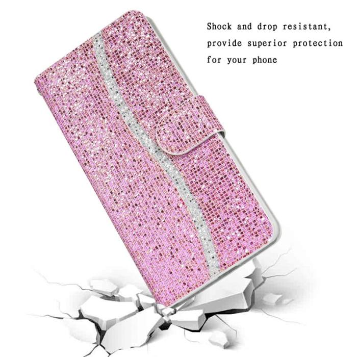OEM - Samsung Galaxy A57 Plånboksfodral Konstläder Kortfickor Glittrig - Rosa