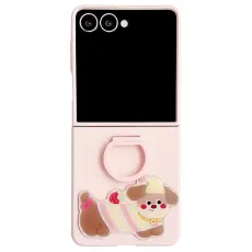 A-One Brand - Mobilskal till Galaxy Z Flip 7 Silikon Ring Med Sticker - Ljusrosa