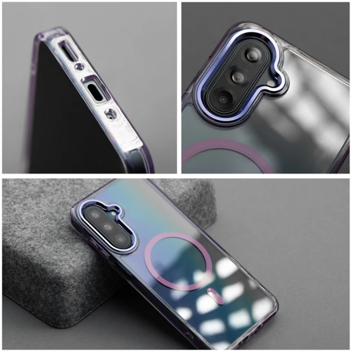 A-One Brand - Mobilskal För Galaxy A17 MagSafe Frame Clear Hybrid - Lila