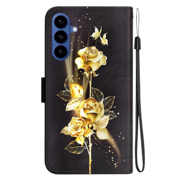 OEM - Samsung Galaxy S26 Plånboksfodral Anti-Drop Mönstertryck Konstläder - Guld