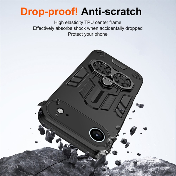 A-One Brand - iPhone 17 Air Mobilskal Ringhållare Kickstand - Svart