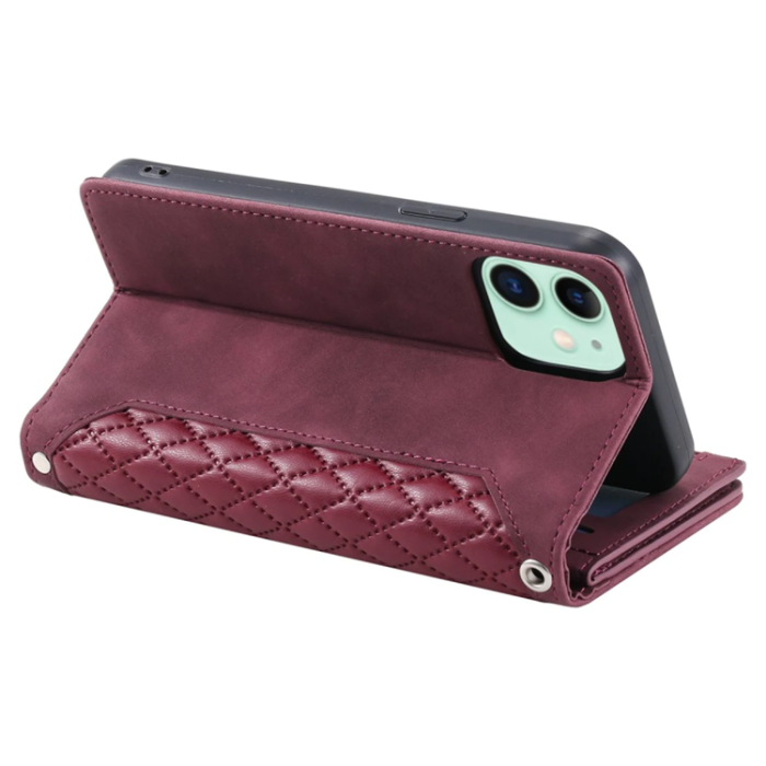 A-One Brand - iPhone 11 Plånboksfodral Quilted - Röd