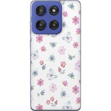 iSecrets - Mobilskal till Motorola Edge 60 Stylus med Blommor och fj&auml;rillar