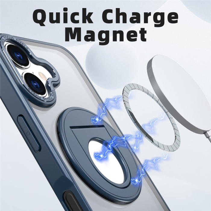 A-One Brand - iPhone 17 Mobilskal MagSafe Rotating Kickstand - Mörkblå
