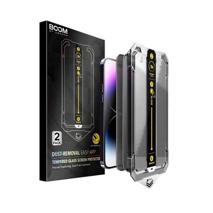 UTGATT - LIVSTIDSGARANTI - BOOM iPhone 14 Pro Max Privacy Härdat Glas Skärmskydd 2st