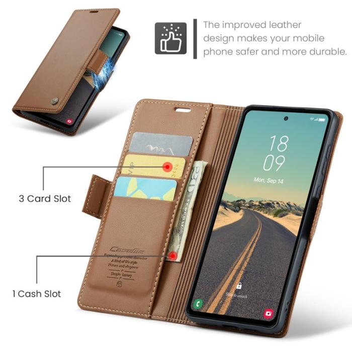 Caseme - CASEME Plånboksfodral Konstläder för Samsung Galaxy S23 FE - Brun