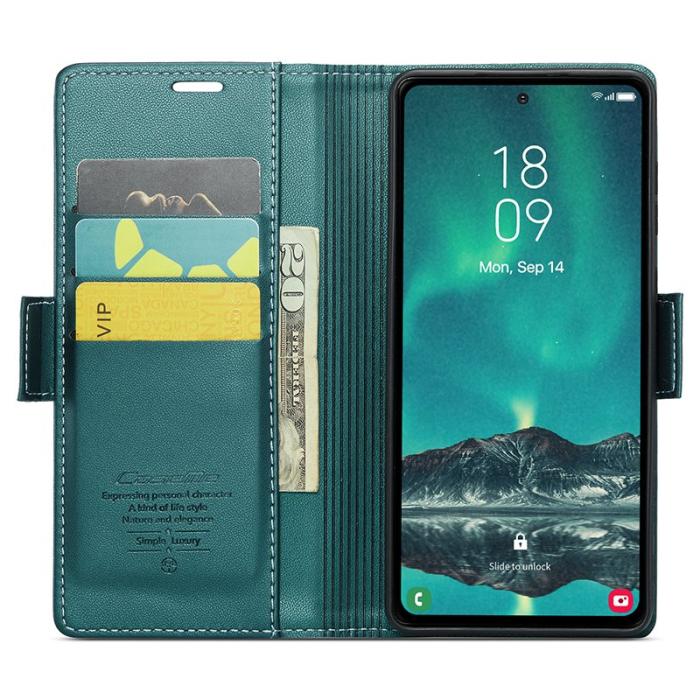 Caseme - CASEME Plånboksfodral Konstläder för Samsung Galaxy S23 FE - Grön