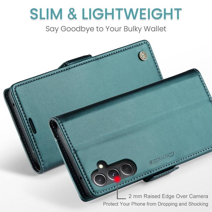 Caseme - CASEME Plånboksfodral Konstläder för Samsung Galaxy S23 FE - Grön