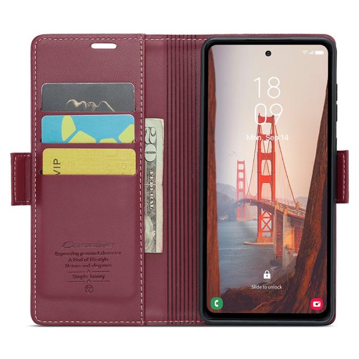Caseme - CASEME Plånboksfodral Konstläder för Samsung Galaxy S23 FE - Röd
