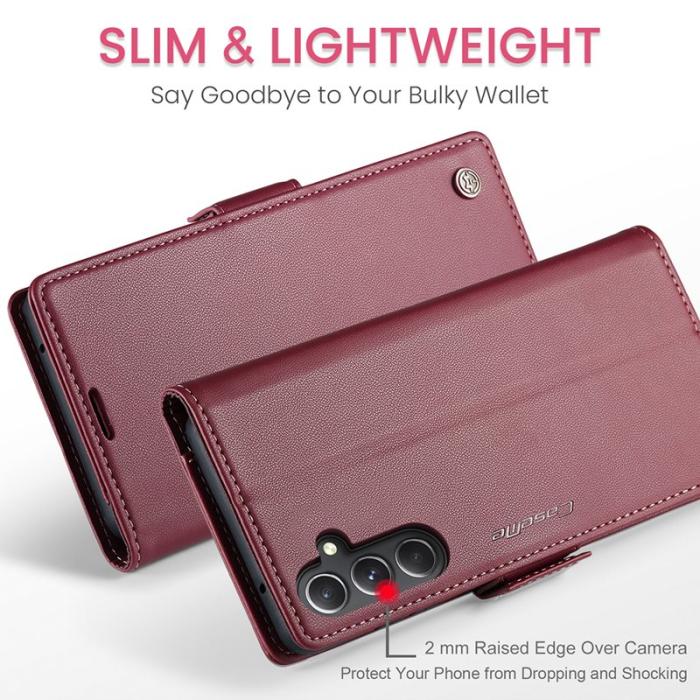 Caseme - CASEME Plånboksfodral Konstläder för Samsung Galaxy S23 FE - Röd