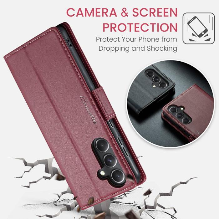 Caseme - CASEME Plånboksfodral Konstläder för Samsung Galaxy S23 FE - Röd