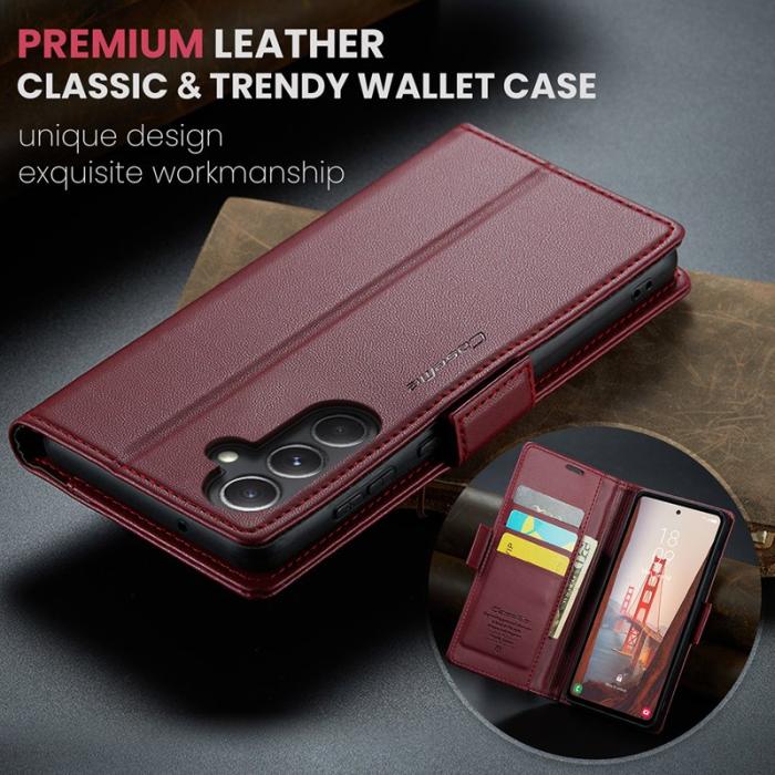 Caseme - CASEME Plånboksfodral Konstläder för Samsung Galaxy S23 FE - Röd