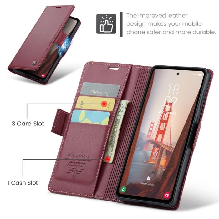 Caseme - CASEME Plånboksfodral Konstläder för Samsung Galaxy S23 FE - Röd