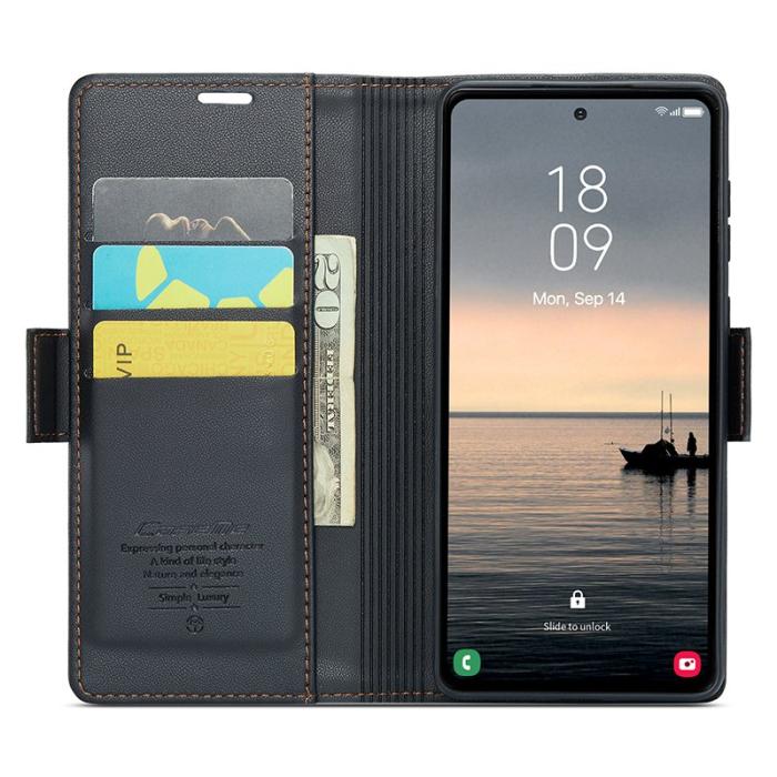 Caseme - CASEME Plånboksfodral Konstläder för Samsung Galaxy S23 FE - Svart