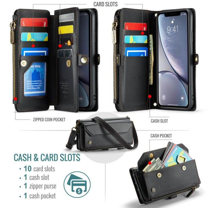 Caseme - CASEME Plånboksfodral Konstläder till iPhone XR med kortfack - Svart