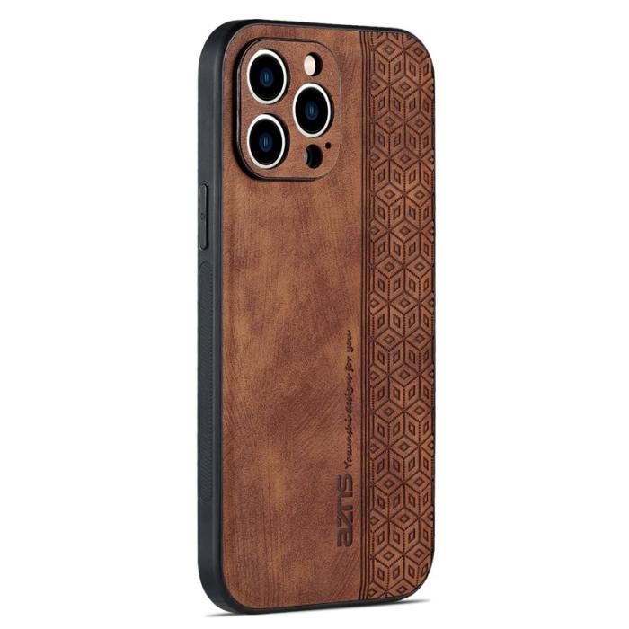 AZNS - AZNS iPhone 13 Pro Fodral KonstLäder - Drop-säker - Brun