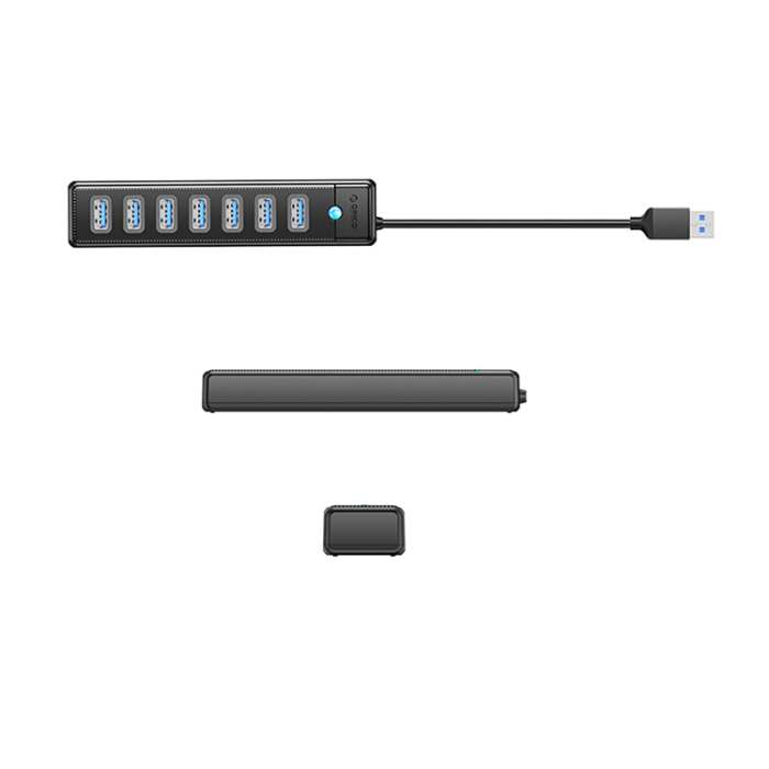 ORICO - Orico Hubb 7xUSB-A 3.0 1xUSB-C 5V/3A 1m - Svart