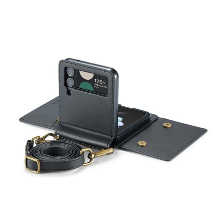 DG.MING - DG.MING Samsung Galaxy Z Flip4 Plånboksfodral RFID-Skydd Svart