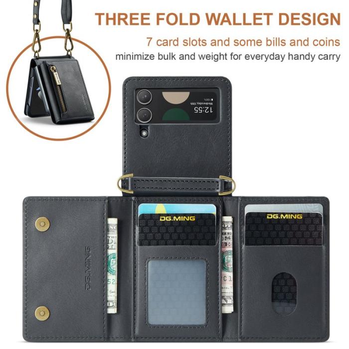 DG.MING - DG.MING Samsung Galaxy Z Flip4 Plånboksfodral RFID-Skydd Svart