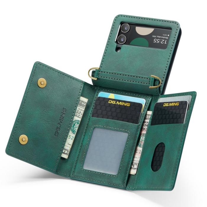DG.MING - DG.MING Samsung Galaxy Z Flip4 Plånboksfodral RFID-Skydd Grön