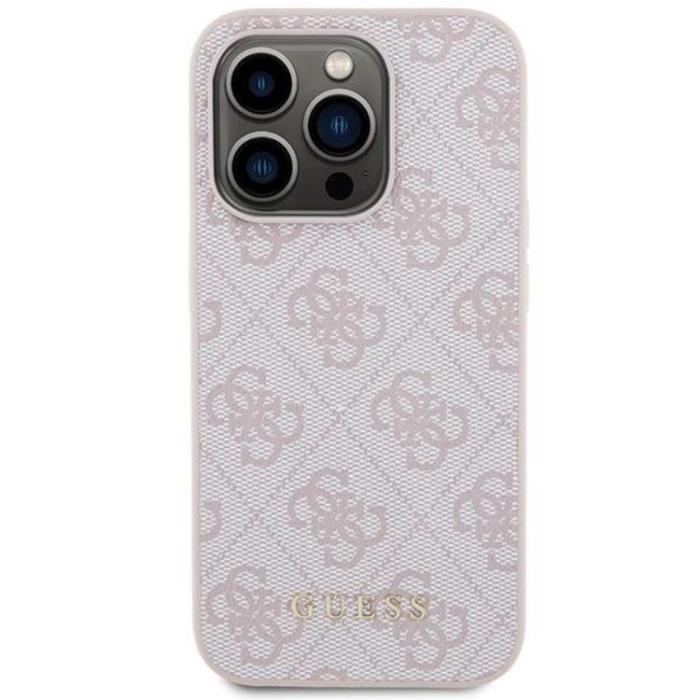 Guess - Guess iPhone 15 Pro Mobilskal Metall Gold Logo - Rosa