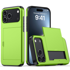 Amorus - AMORUS iPhone 17 Pro Max Mobilskal Med Glidande Korthållare - Grön