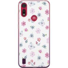 iSecrets - Mobilskal till Motorola Moto E6s (2020) med Blommor och fj&auml;rillar