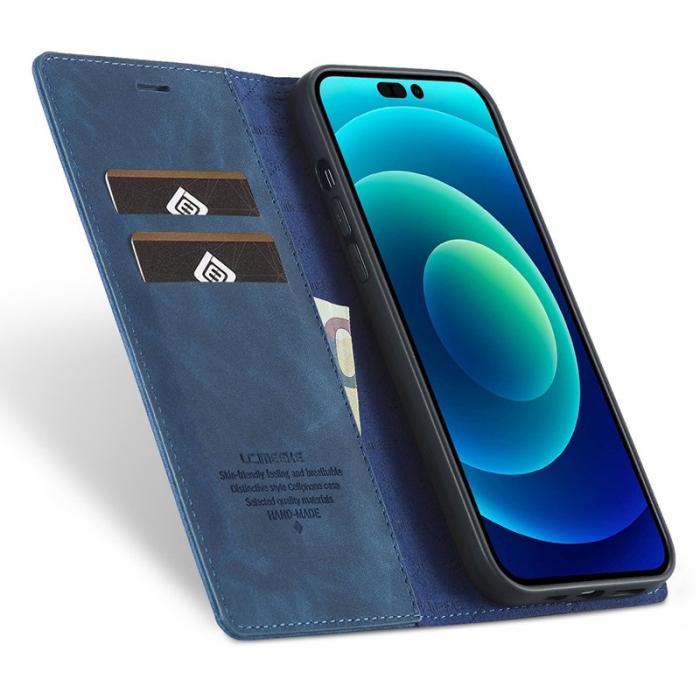 LC.imeeke - LC.IMEEKE iPhone 14 Pro Max Plånboksfodral Konstläder - Blå