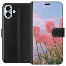 Gustaf - Pl&aring;nboksfodral till Apple iPhone 16 Plus med Rosa Tulpaner