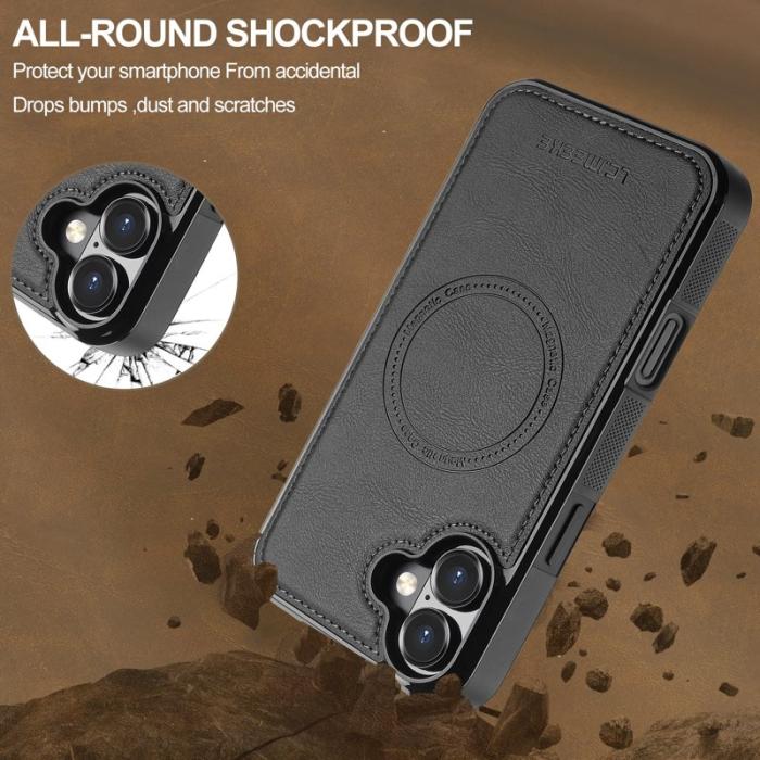 LC.imeeke - LC.IMEEKE L5 iPhone 16 Plus Fodral KonstLäder - Svart