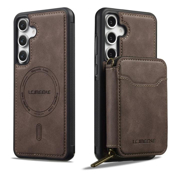 LC.imeeke - LC.IMEEKE L6 Samsung Galaxy S23 FE Plånboksfodral Konstläder - Brun