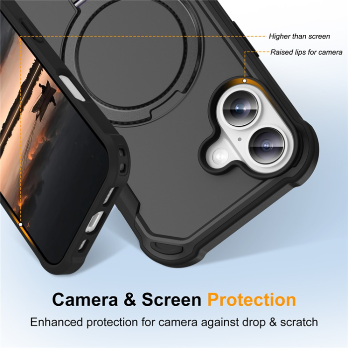 A-One Brand - iPhone 17 Mobilskal MagSafe TPU+PC Kickstand Shockproof - Svart