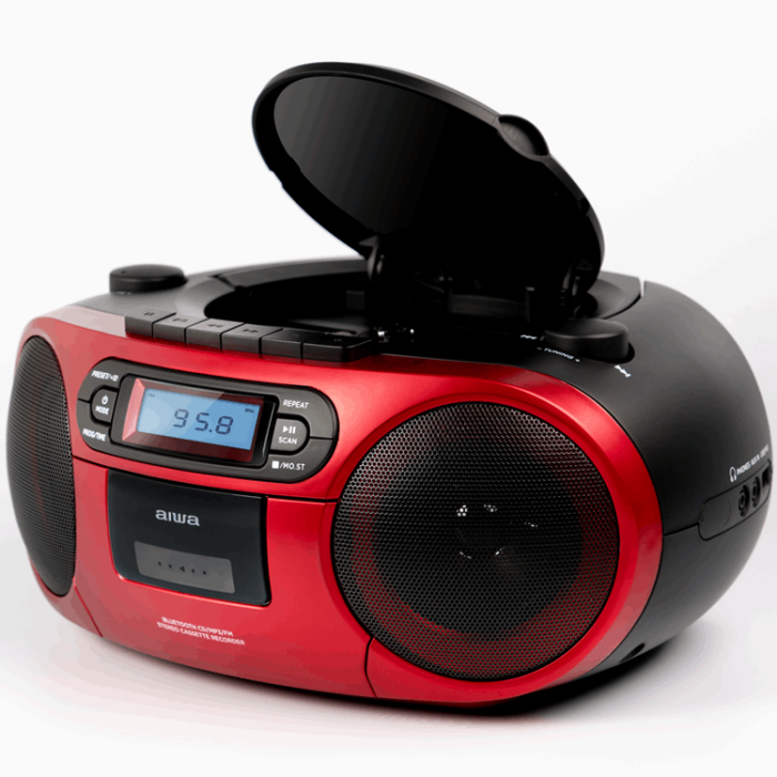 AIWA - AIWA Kassettradio CD/FM-Radio/Kassettband/USB/BT - Röd
