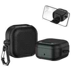 A-One Brand - Fodral f&ouml;r Samsung Galaxy Buds 4/Buds 4 Pro Litchi Texture - Svart/Arm&eacute;gr&ouml;n